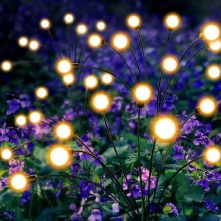 URAGO Solar Garden Lights, New Upgraded 4 Pack Solar Powered Firefly Lights, Sway by Wind, Solar Outdoor Lights Waterproof, 32 LED Starburst Swaying Solar Lights for Yard Patio Pathway Landscape Decor