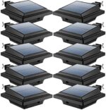 UniqueFire Solar Gutter Lights Outdoor, 40 LEDs Bright Solar Powered led Fence Light Deck Lights Waterproof for Wall, Deck, Fence, Stair, Step and Yard (Black,Warm White-10 Pack)