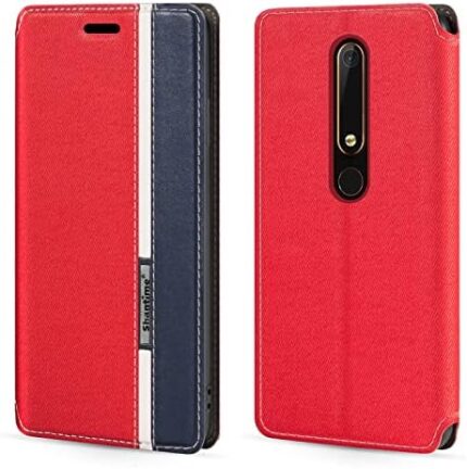 for Nokia 6.1 Case, Fashion Multicolor Magnetic Closure Leather Flip Case Cover with Card Holder for Nokia 6 2018 (5.5”)