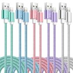 for iPhone Charger Cord,5Pack-3/3/6/6/10FT,(Apple MFi Certified) Lightning Cable Fast iPhone Charging Cord Nylon Braided Compatible iPhone 14/13/12/11/ Mini Plus Pro Max XS XR X 8 7 6, iPod, AirPod