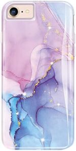 luolnh Compatible with iPhone SE 2022 Case/iPhone SE 2020 Case,iPhone 7 8 Case,Marble Design,Shockproof Bumper Silicone Skin Cover Case for iPhone 6 6s 7 8(Dream Purple)