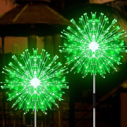 JJGoo Solar Garden Lights Solar Firework Lights, 2 Pack 150 LEDs 2 Lighting Modes Solar Lights Outdoor Waterproof for Garden Patio Walkway Pathway Party Wedding Christmas Decorative - Green