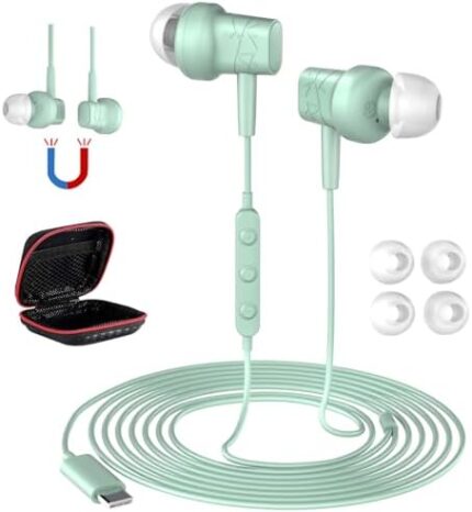 COOYA USB C Headphones for iPhone 16 Pro Max 15 iPad 10th Wired Earbuds Noise Cancelling HiFi Stereo Magnetic Type-C in-Ear Earphone+Mic for Samsung S24 S23 Ultra A54 Moto Edge/Razr+ 2024 Pixel 9 8a