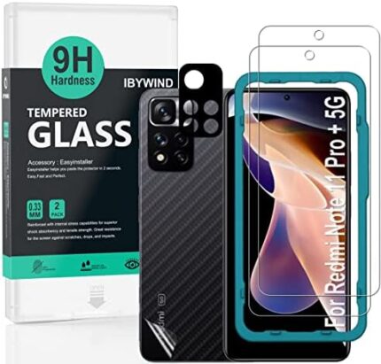 Ibywind Screen Protector for Redmi Note 11 pro Plus 5G/Redmi Note 11 Pro+ 5G 6.67",with Metal Camera Lens Protector,Including Easy Install Kit