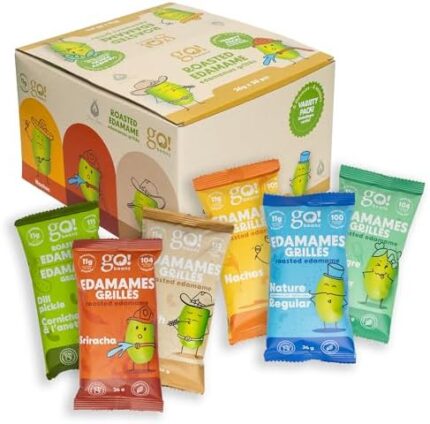 Jimmy Sevigny GoBeanz Crunchy Edamame, Variety Pack, 30 Bags x 26 gr, 11gr Protein per Serving. High Protein Healthy Snacks For Adults & Kids, Low calorie, Low Sugar, Savory Snacks.