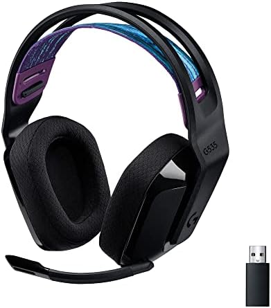 Logitech G535 Lightspeed Wireless Gaming Headset - Lightweight on-Ear Headphones, flip to Mute mic, Stereo, Compatible with PC, PS4, PS5, USB Rechargeable - Black