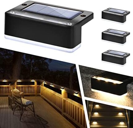 SOLPEX Solar Fence Lights, 6 LEDs Solar Lights Outdoor Waterproof Solar Powered for Deck, Stair, Front Porch, Balcony, Walkway, Garden, Yard, Patio, Pool Decor, IP65 Waterproof (4 Pack, Warm White)