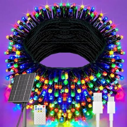 Solar Christmas Lights Outdoor, 137ft 400 LED 19Mode Solar Powered String Lights Waterproof for Garden Patio Fence Holiday Party(Multicolor)