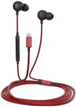 Thore iPhone 12/13/14 Pro Max Earphones (Apple MFi Certified) in Ear Wired Lightning Earbuds with Mic (V60) (for iPhone 7/8 Plus, X, Xs, XR, 11, SE) (Red)