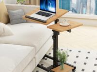 TigerDad Mobile Adjustable Height Laptop Stand PC Computer Portable Notebook Swivel Laptop Desk Rolling Table Desk Cart Tiltable with Wheels Casters& Mouse Pad Table