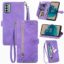 Monwutong Zipper Storage Design Wallet Phone Case for Nokia G22, Skin Friendly Feel Leather Case with Magnetic Clasp and Muliti-Card Slots Holster for Nokia G22,SZY Purple