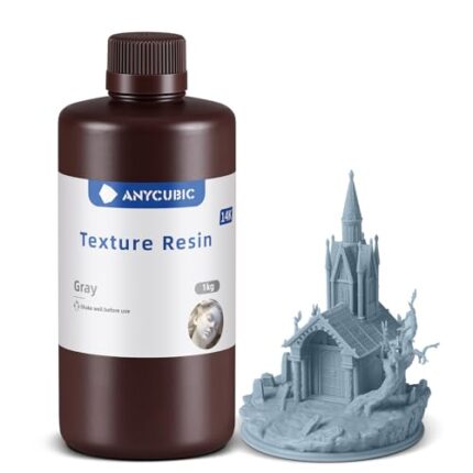 ANYCUBIC Texture Resin, 14K 3D Printer Resin with Matte Finish, Upgraded Toughness and Smooth Texture UV-Curing Resin Widely Used for LCD/DLP/SLA 3D Printing(Gray, 1kg)