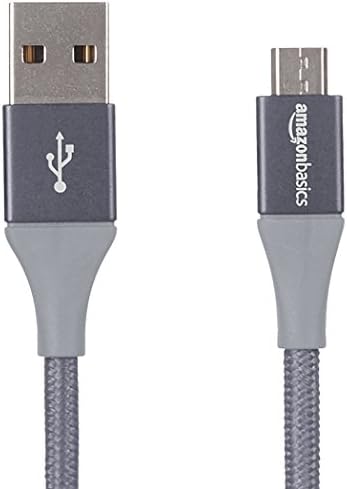 Amazon Basics Double Braided Nylon USB 2.0 A to Micro B Charger Cable | 10 Feet, Dark Grey