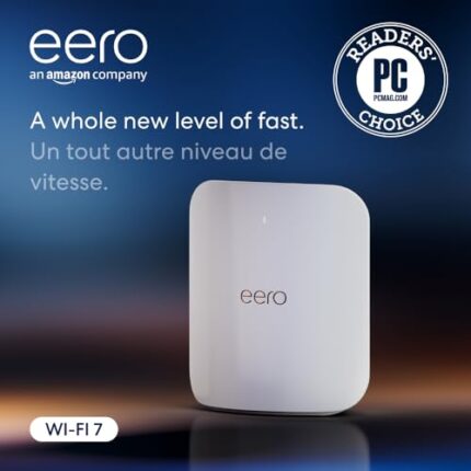 Amazon eero Max 7 mesh wifi router (newest model), Wireless speeds up to 4.3 Gbps, Coverage up to 2,500 sq. ft, Connect 200+ devices, Ideal for Gaming, 1-Pack