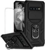 Case for Samsung Galaxy S10 Cover - Includes 2 Tempered Protective Films with Sliding Window Camera Protection and Phone Holder