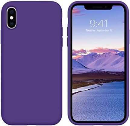 DUEDUE Case Compatible with iPhone Xs Case,iPhone X Case,Liquid Silicone Soft Rubber Slim Cover Microfiber Cloth Cushion Women Men Shockproof Protective Case for iPhone Xs/X 5.8",Tender Purple