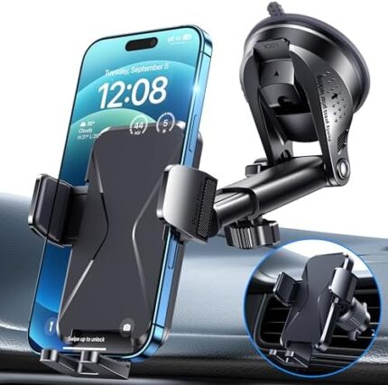 FESIYOYE Car Phone Holder Phone Holders for Your Car Universal Accessories Air Vent Dashboard Windshield Phone Mount for Car Automotive Cradles Fit for iPhone Android Smartphone