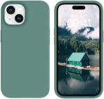 GUAGUA Case for iPhone 15 6.1 Inch Liquid Silicone Soft Gel Rubber Slim Thin Microfiber Lining Cushion Texture Cover Shockproof Protective Anti-Scratch Phone Case for iPhone 15 2023 Pine Green