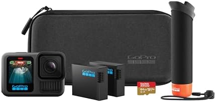 GoPro HERO13 Black Accessory Bundle - Includes The Handler, 2 Enduro Batteries, 2 Curved Adhesive Mounts, 64GB SanDisk MicroSD Card, and Carrying Case