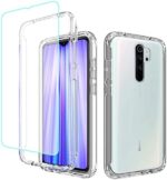 Gufuwo Case for Redmi Note 8 Pro M1906G7I, Clear 360° Full Body Protection Hard Shell + Soft TPU Bumper Shockproof Cover with Tempered Glass Screen Protector