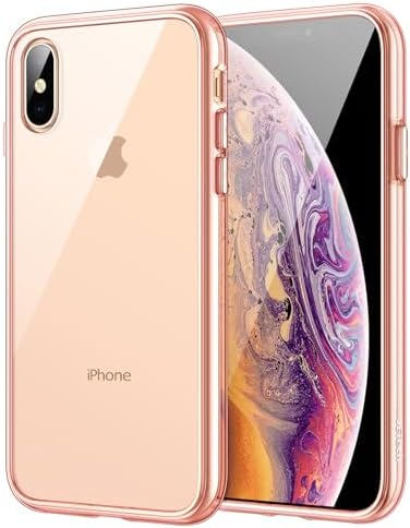 JETech Case for iPhone Xs and iPhone X, Non-Yellowing Shockproof Phone Bumper Cover, Anti-Scratch Clear Back (Rose Gold)