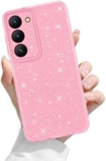 Newseego for Samsung Galaxy S23 5G Case, Cute Luxury Sparkle Bling Glitter Square Case for Women Girls Soft TPU Bumper Anti-Scratch Shockproof Protective Case Cover for Samsung Galaxy S23-Pink