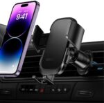 OMOTON Car Phone Holder, Air Vent 360°Rotation Universal Car Phone Mount Cradle with Super Stable Hook Clip - One Button Compatible with All Phones