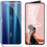 Oppo Reno 2F Case + Tempered Glass Screen Protector - HHUAN Flexible Soft Transparent TPU Clear Shell Silicone Gel Protective Case Bumper Cover for Oppo Reno 2F (6.53")