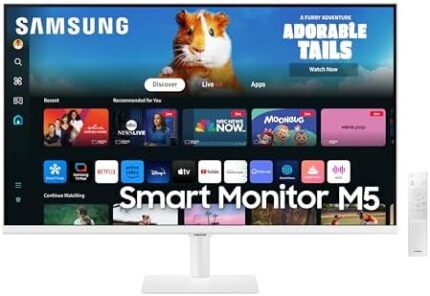 Samsung 32 inch M5 White FHD Smart Monitor with Smart TV Apps, Gaming Hub, Multiple Ports (LS32DM501ENXZA) [Canada Version] (2024)