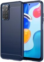 Sidande Case for Redmi Note 11 (4G)/Redmi Note 11S/Redmi Note 12S 2201117TY Case, Ultra Slim Phone Cover Shock-Absorption Carbon Fiber TPU Rubber Protective Cases for Xiaomi Redmi Note 11S Navy Blue