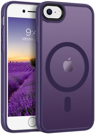 Telaso for iPhone SE 2022 Case, iPhone SE 2020 Case, iPhone 8/7 Case,Magnetic Case Compatible with Magsafe Translucent Matte Back Slim Fit Full Body Shockproof Anti-Scratch Cover, Dark Purple