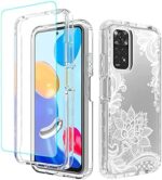 Tothedu Phone Case for Redmi Note 11 (4G)/Redmi Note 11S Case with Tempered-Glass Screen Protector, Cute Clear Mandala Pattern Full Body Protective Cover Cases for Xiaomi Redmi Note 11 (Mandala)