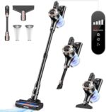 Trucozie Cordless Vacuum Cleaner, 38Kpa Max 45mins Vacuums with LED Display, Powerful 8 in 1 Lightweight Stick Vacuum with 2 HEPA, Stick Vacuums Cordless for Pet Hair, Hardwood, Carpets, Tile, Black