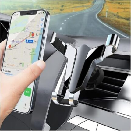 XINLIYA Car Air Vent Phone Mount, Auto-Lock Gravity Stable Stand Mobile Phone Holder with Upgrade Clip, Vehicle Hands Free Cradle Cell Phone Holder Mount Universal Fit for All Smartphones (Silver)