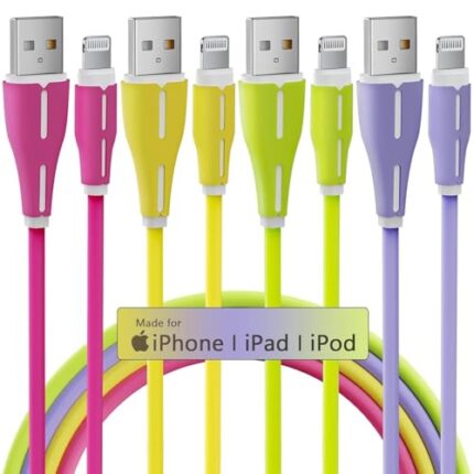 iPhone Charger Fast Charging, 4Pack-1/2/3/3 m Long Lightning Charging Cord PTE Material Lightning Cable for iPhone 14/13/12/11/Mini Plus Pro Max XS XR X/8/7/6, AirPod