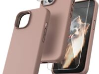 TOCOL [5 in 1] for iPhone 13 Case, with 2 Pack Screen Protector + 2 Pack Camera Lens Protector, Slim Liquid Silicone Phone Case iPhone 13 6.1 Inch, [Anti-Scratch] [Drop Protection], Light Brown